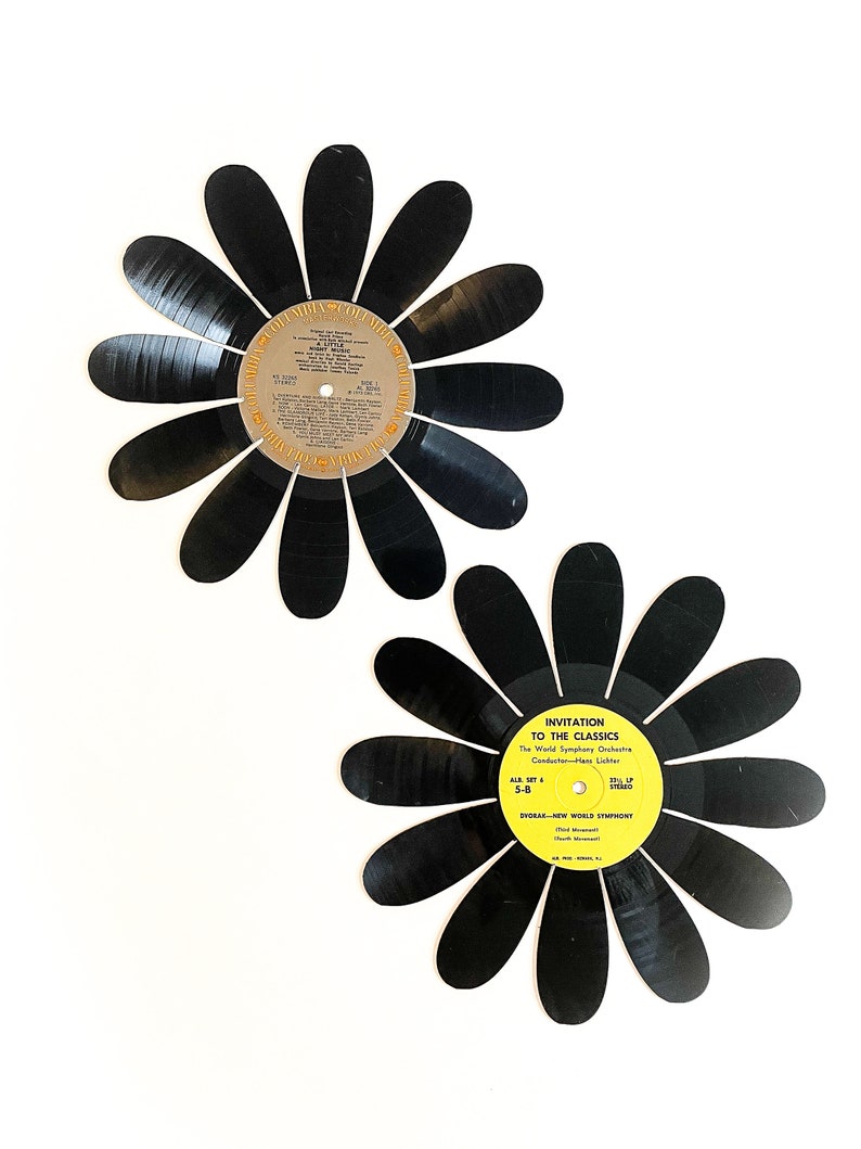 Vinyl Record Art Daisy Flower, Large, Set of 2 image 1