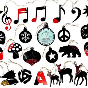 Music Notes Gift Set, Vinyl Record Art, Set of 5, Musician Gift, Music Teacher Gift, Music Lover, Music Note Ornaments image 2
