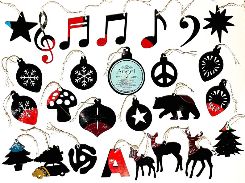 Music Notes Gift Set, Vinyl Record Art, Set of 5, Musician Gift, Music Teacher Gift, Music Lover, Music Note Ornaments image 2