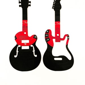 Vinyl Record Art Electric Guitar Wall Art, Set of 2, Music lover Gift, Guitar Player, Music Room Decor image 1