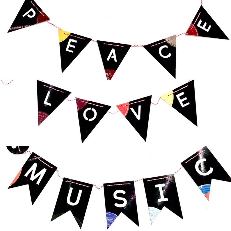 Vinyl Record Flag Garland Letter H