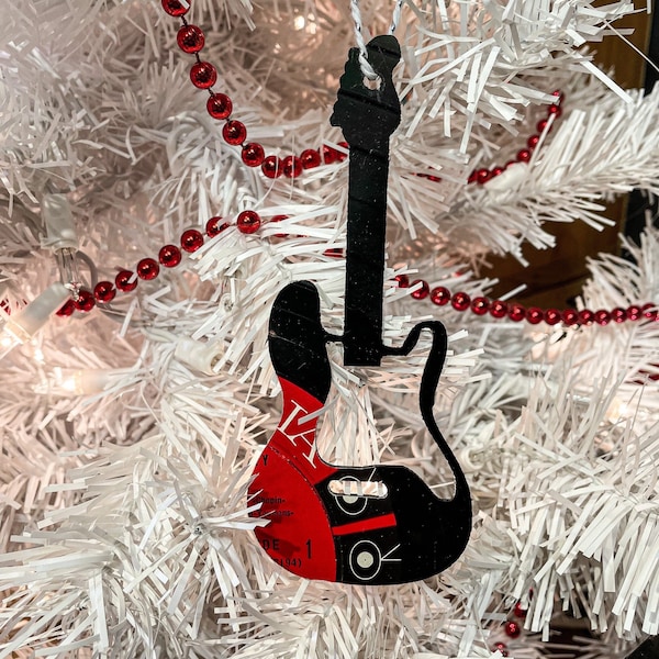 Vinyl Record Electric Guitar Ornament, Music Lover Gift