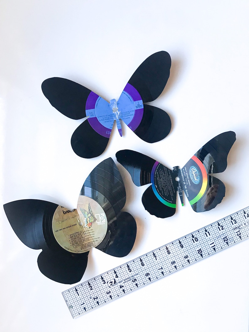 Vinyl Record Wall Art, 3D Butterflies, Large, Set of 2, Music Memorabilia, Butterfly Sculpture, Music Lover Gift image 2