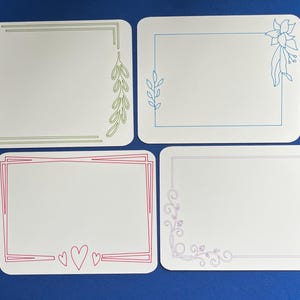 Note Cards with Beautiful Borders, High Quality Note Cards, Floral Note Cards, Stationery