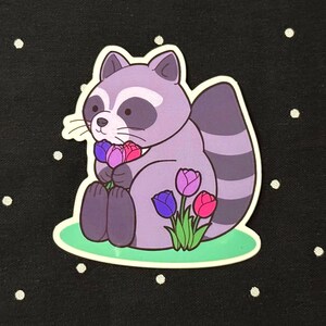Fleurs de raton laveur de la fierté | Sticker brillant imperméable