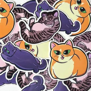 Cute Silly Sleepy Cats | Waterproof Glossy Sticker