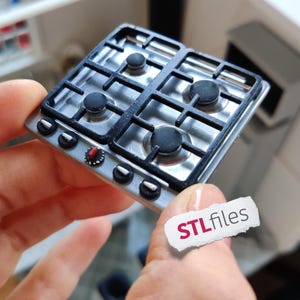 Miniature Gas Stove | Gas Cooking Stovetop for Kitchen Dioramas | 3D Printing Model | Digital STL File