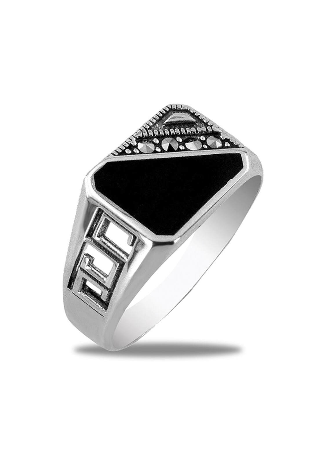 Italian Style Men Rings 925 Sterling Silver Italian Style Men's Ring With Marcasite Stones ...