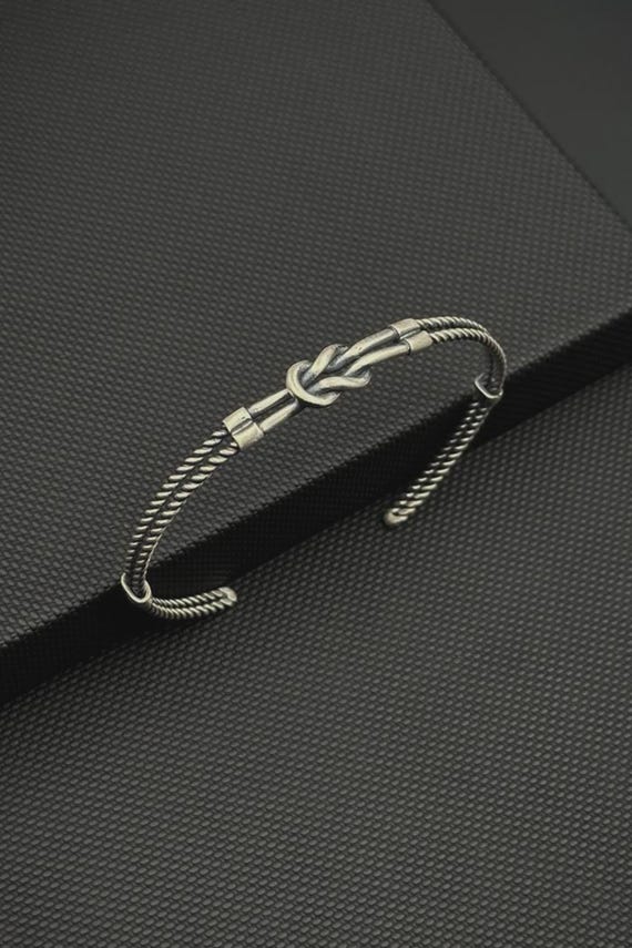 n*e様 SILVER925 KNOT BANGLE/BRACELET/シルバー Silver Knot Bracelet Men, 925 Sterling Silver Cuff Bracelet