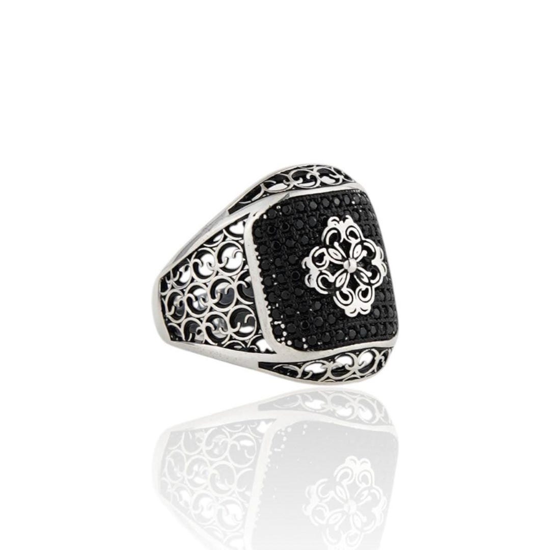 Italian Rings Men 925 Sterling Silver Italian Style Men's Ring With Marcasite Stones ...
