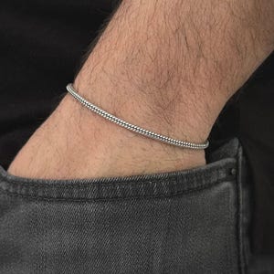 925 Sterling Silver Italian Style Men&#39;s Bracelet – Classic Minimalist Chain Design, Handmade Jewelry, Luxury Gift for Him