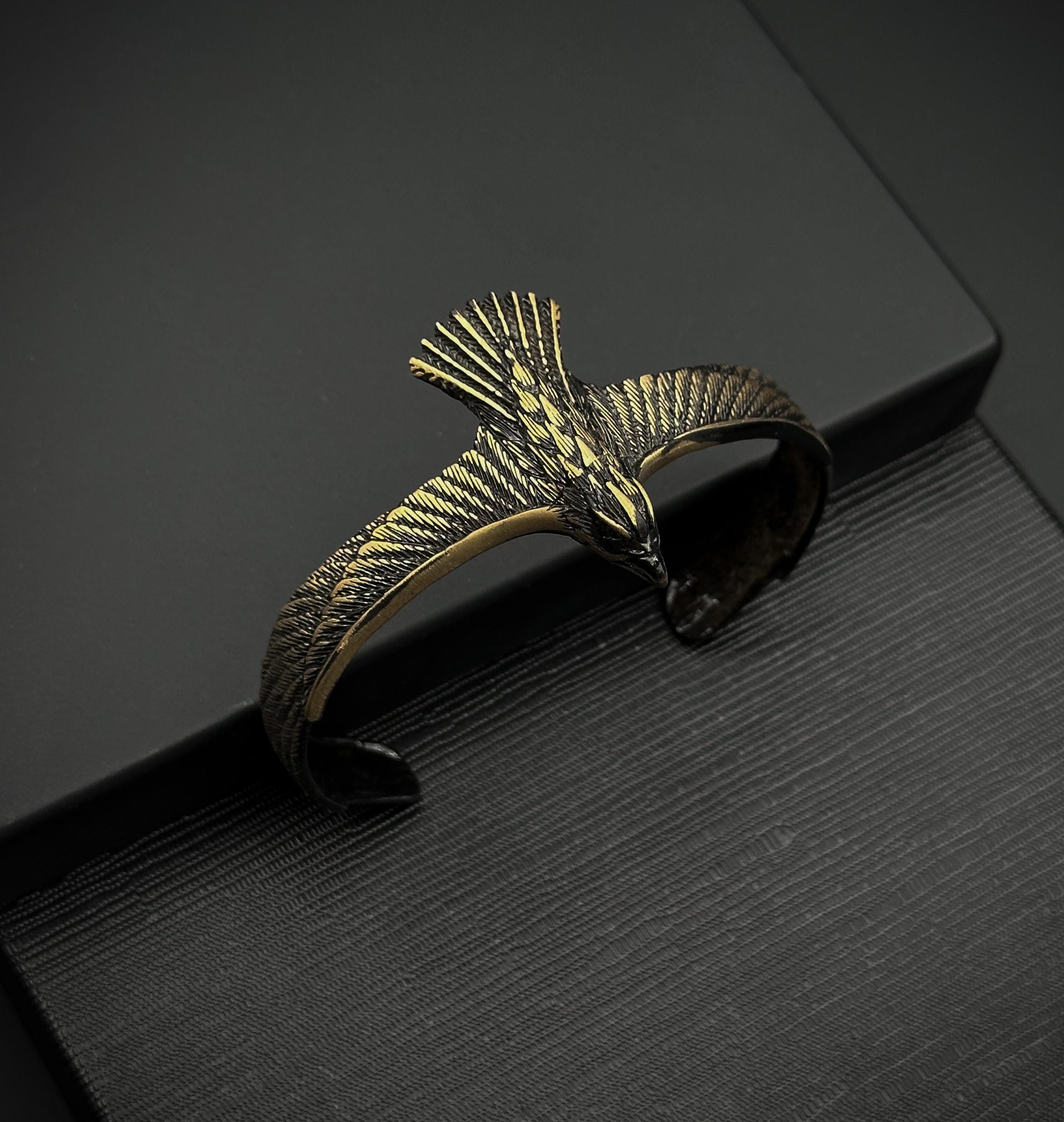 Bracelet Aigle Métal Argenté – Qualité Artisanale, Neuf Sans Emballage, Style Tribal
