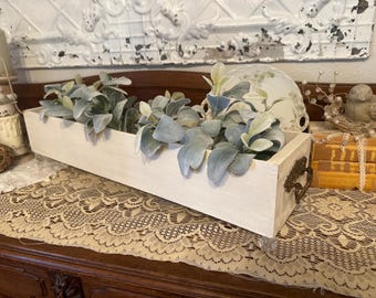 Vintage Farmhouse Centerpiece Box, Ornate Drawer Pulls, Crystal Feet, Cottage Decor