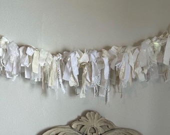 Vintage Lace Lighted Garland, Shabby Chic Cottage Decor, Remote LED Lights