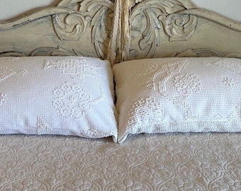 Vintage Hobnail Chenille Pillow Cover – Crochet Doily Ruffle, Shabby Chic Bedding