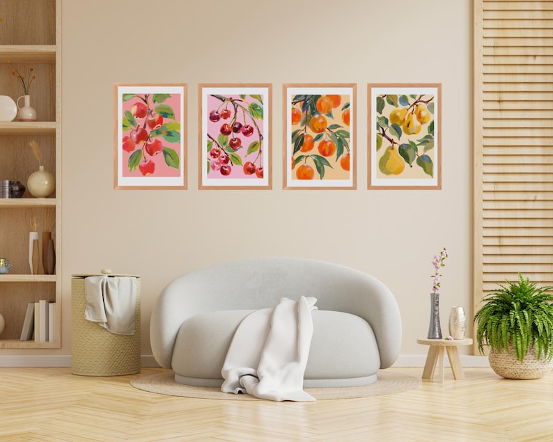set of 2 kitchen prints | kitchen wall art, fruit wall... Fruits Wall Art Set of 4,stylish Kitchen Decor & Modern Fruit ...