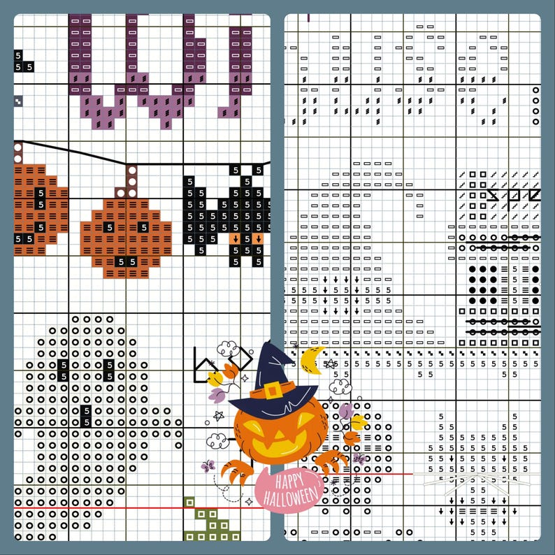 Spooky Witch House Cross Stitch – Halloween PDF Pattern With Ghosts ...