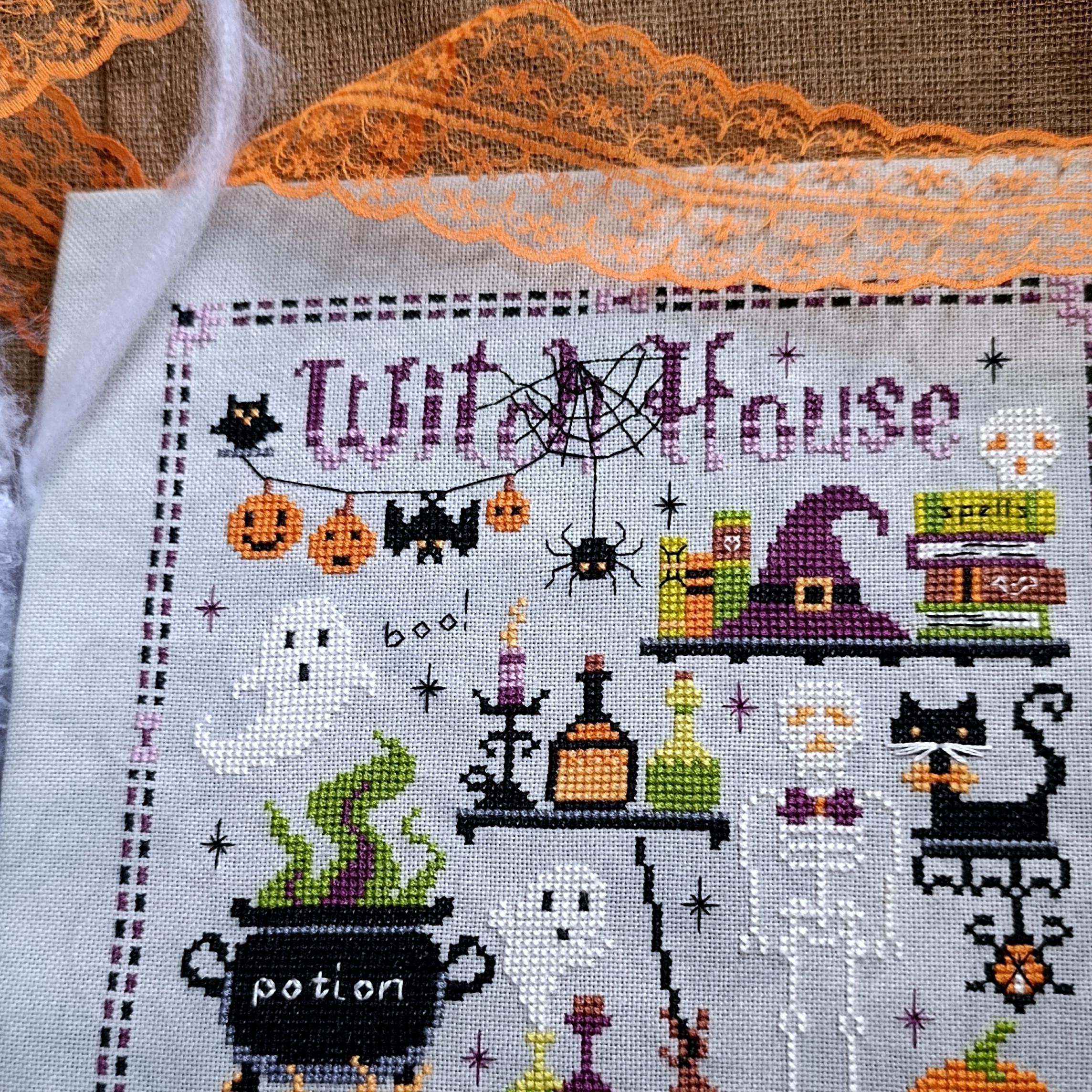 Spooky Witch House Cross Stitch – Halloween PDF Pattern With Ghosts ...