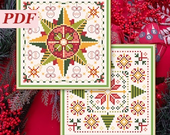 Christmas Star Biscornu. Ukrainian Style Embroidery. Folk Motives. Instant PDF Download
