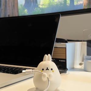 Porte-câbles lapin kawaii, organisateur de câbles mignon, 3D, accessoire de bureau mignon, organisateur de cordon de bureau imprimé 3D