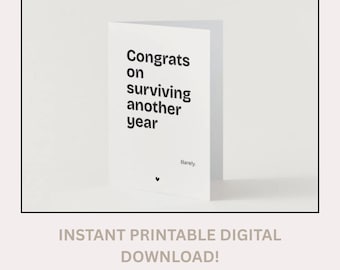Tarjeta de cumpleaños británica divertida para imprimir / Tarjeta de felicitación sarcástica / Descarga instantánea en PDF