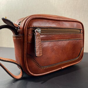 Cognac Leather Toiletry Bag, Mens Travel Dopp Kit, Womens Cosmetic Pouch, Grooming Organizer, Handmade Wash Bag, Durable Zipper Pouch Gift