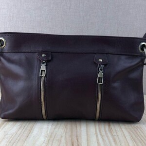 Sac à bandoulière en cuir bordeaux, grand sac hobo, sac à fermeture éclair, sac à main en cuir pour femme, sac de tous les jours, sac en cuir sang de boeuf, cadeau pour elle