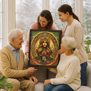 Mandala Segno Zodiacale Vergine – Poster Premium con cornice in legno e carta opaca