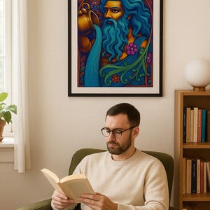 Poster del segno zodiacale dell'Acquario con cornice in metallo - Stampa premium su carta opaca, arte murale astrologica, pronta da incorniciare