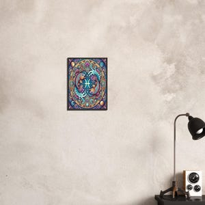 Mandala Segno Zodiacale Pesci – Poster Premium con Cornice in Metallo
