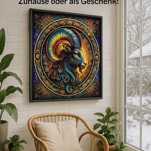 Elegante poster premium del Capricorno: design opaco con elegante cornice in metallo | Perfetto per la tua casa o come regalo!