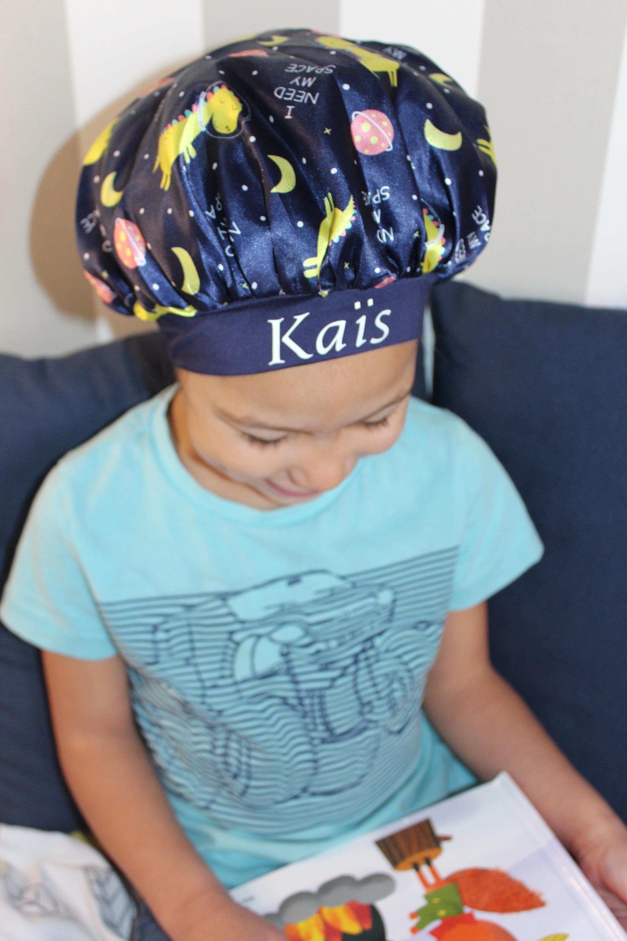 Bonnet De Nuit Pour Fillette Bouclée - Bonnet Doublé Satin Avec Élastique Ajustable - Cheveux Longs Et Bouclés - Enfants Et Adolescents