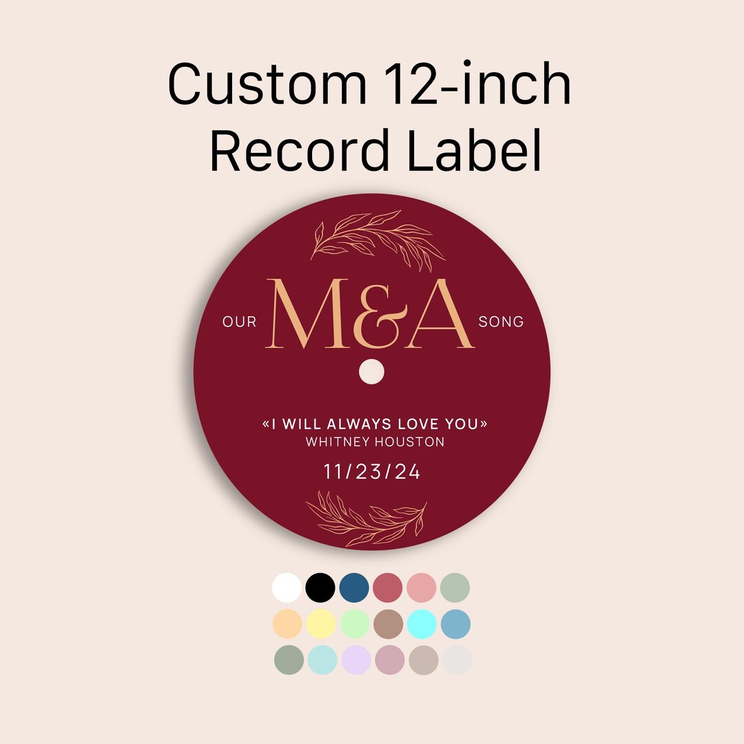 Sticker On Inner Record Label Personalized Vinyl Record Center Labels – Custom 12-inch Design - Etsy