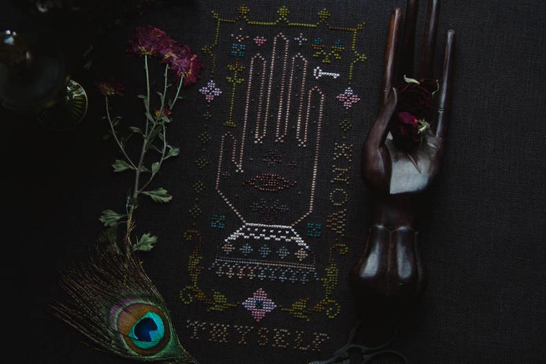 Know Thyself Primitive Cross Stitch Pattern