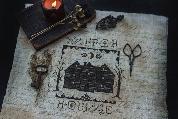Home Witchy Home Primitive Cross Stitch Pattern Pdf Halloween Sewing Fiber Cross Stitch Efp Osteology Org