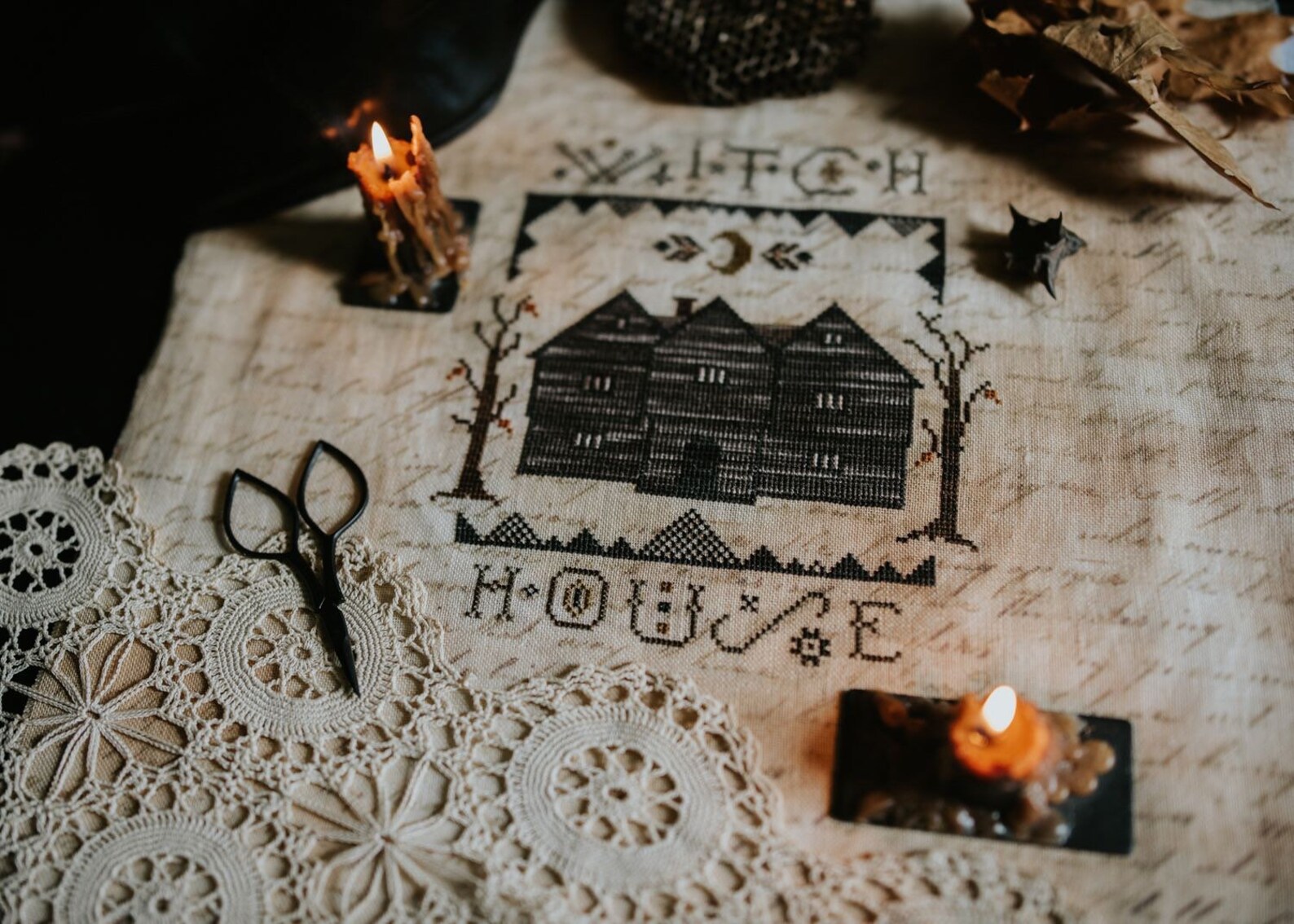 Salem Witch House Primitive Cross Stitch Pattern Etsy Italia