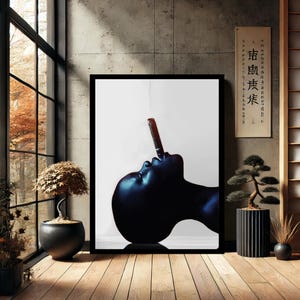 African Black Woman Smoke Home Decor Canvas Wall Art Modern Canvas Wall Art- Print , Abstract Wall Decor for Home Decor