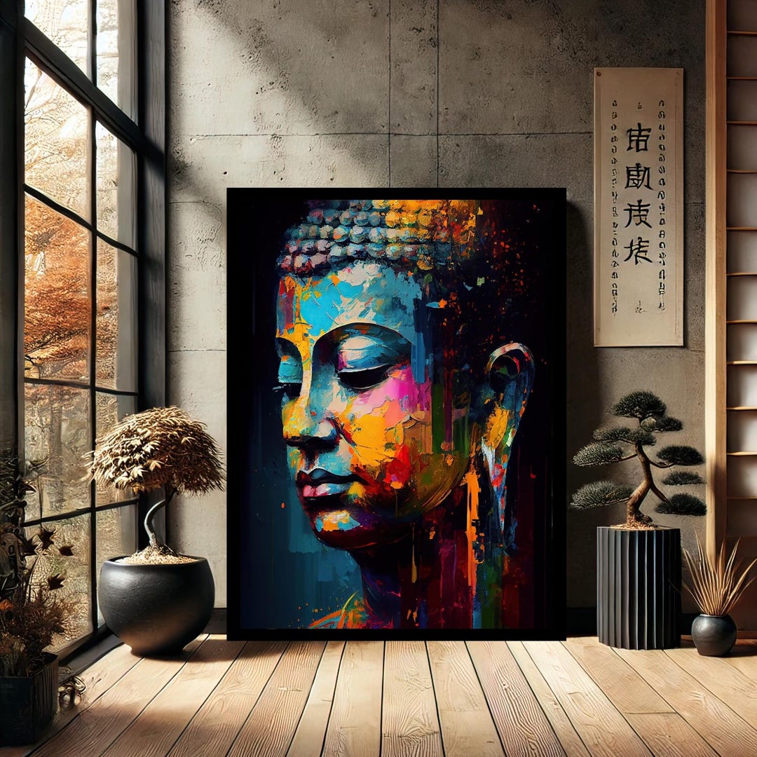 Colorful Buddha Buddhism Canvas Print Painting Wall Art - Modern Canvas ...
