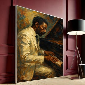 Jazz Pianist Canvas Wall Art, Expressionist Musician Portrait, Vintage Soul Piano Poster, Canvas Wall Art Print, Ready to Hang, Decor