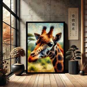 Giraffe Animal  - Modern Wall Art, Canvas Wall Art Print Painting, Abstract Wall Decor for Home