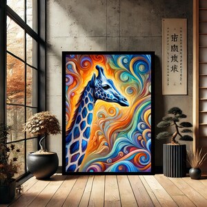 Giraffe Animal  - Modern Wall Art, Canvas Wall Art Print Painting, Abstract Wall Decor for Home
