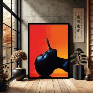 African Black Woman Smoke Home Decor Canvas Wall Art Modern Canvas Wall Art- Print , Abstract Wall Decor for Home Decor