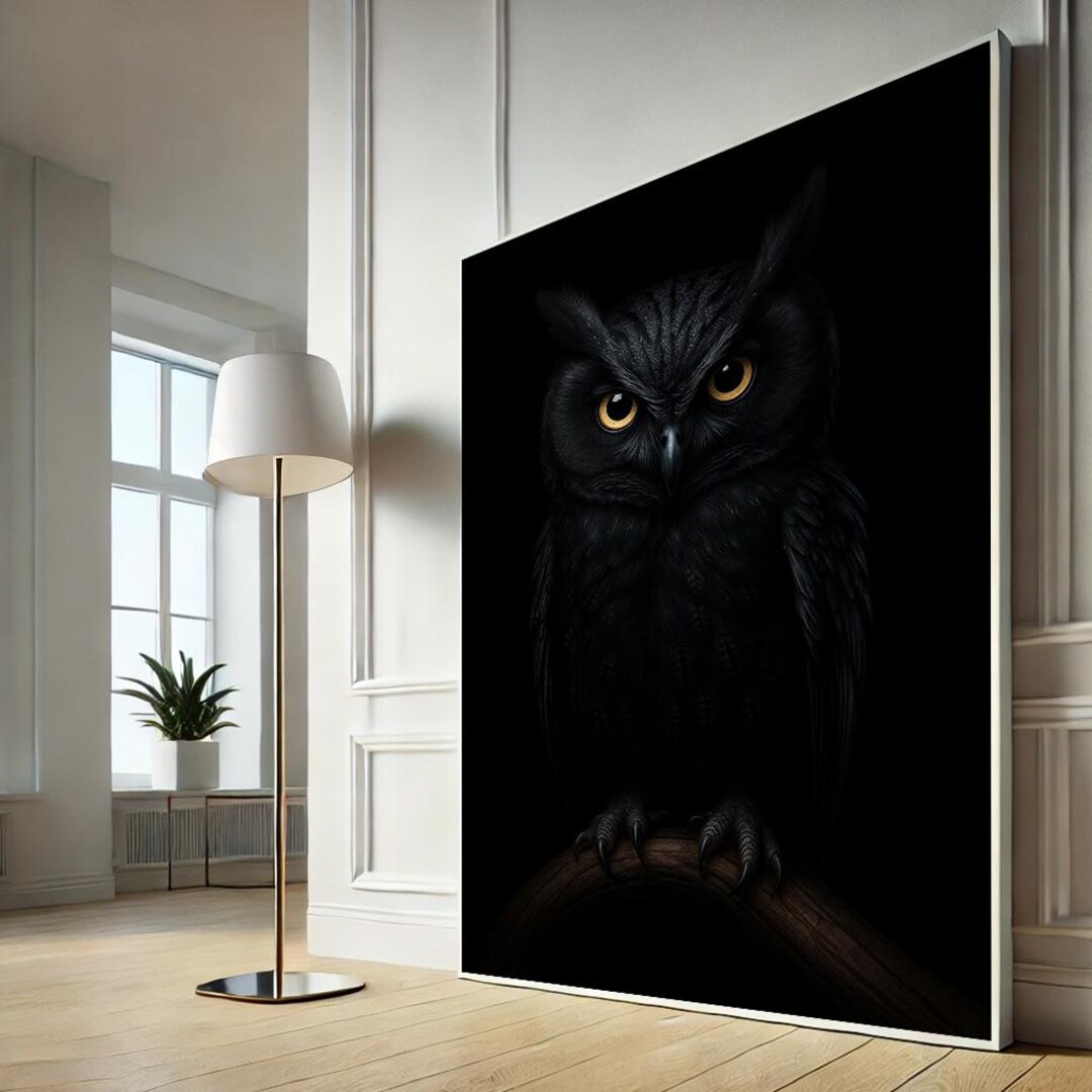 Majestic Owl Canvas Art | Dark Surreal Wildlife Painting for Living ...