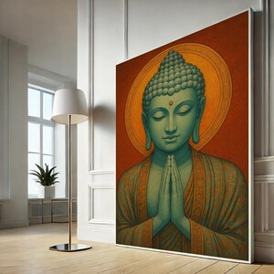 Buddha Leinwand Wandkunst, Zen spiritueller Druck, Meditation Raumdekor, Heiliges asiatisches Poster, Leinwand Wandkunst Druck, fertig zum Aufhängen