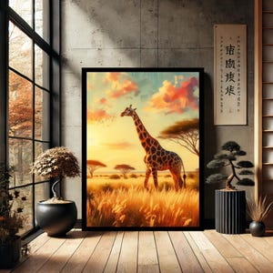 Giraffe Animal  - Modern Wall Art, Canvas Wall Art Print Painting, Abstract Wall Decor for Home