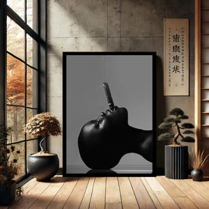 African Black Woman Smoke Home Decor Canvas Wall Art Modern Canvas Wall Art- Print , Abstract Wall Decor for Home Decor