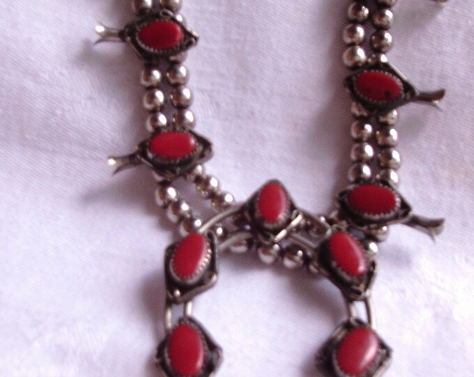 Red Coral Squash Blossom Necklace Etsy