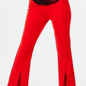 Women&#39;s Zip up Front Slit Wide Leg Pants