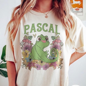 Tangled Pascal Comfort Colors Shirt, Disney Floral Tangled Rapunzel Family Shirt, Disney Floral Shirt, Magic Kingdom Shirt, Disney Vacation