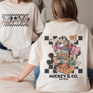 Vintage Mickey & Co Est 1928 Shirt, Mickey And Friends Shirt, Disney Family Vacation Checkered Shirt, Disneyland Shirts, Disney Trip Tee